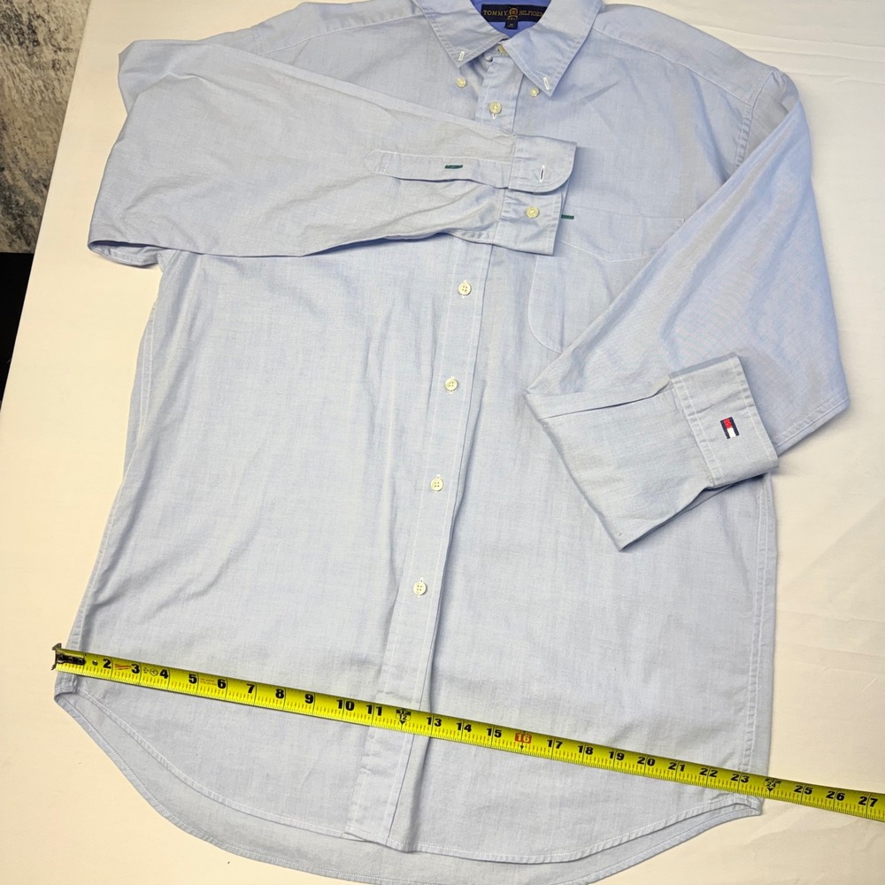 Tommy Hilfiger Golf Mens Medium Light Blue Oxford Button Down Shirt Long Sleeve